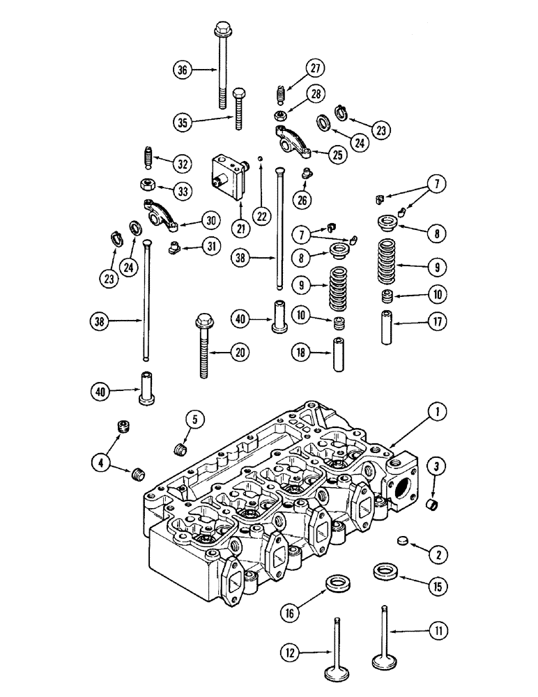 Схема запчастей Case IH 6500 - (2-46) - CYLINDER HEAD AND VALVE MECHANISM, 4-390 ENGINE (02) - ENGINE