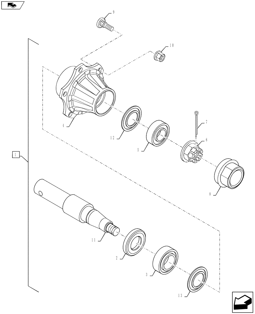 Схема запчастей Case IH RB565 - (44.511.AG[02]) - WHEEL HUB & SPINDLE, HEAVY DUTY (44) - WHEELS