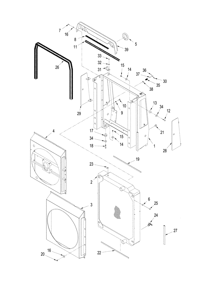 Схема запчастей Case IH STX450 - (02-02[01]) - RADIATOR MOUNTING AND FAN SHROUD, BSN JEE0100106 (02) - ENGINE