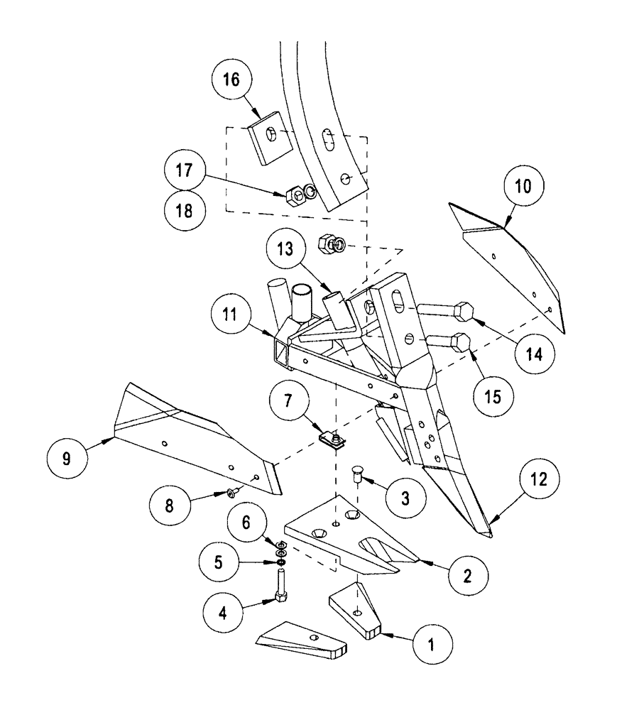 Схема запчастей Case IH NFX - (9-60) - STANDARD ANDERSON OPENER TRIPLE SHOOT 10 IN. DRY FERTILIZER (09) - CHASSIS