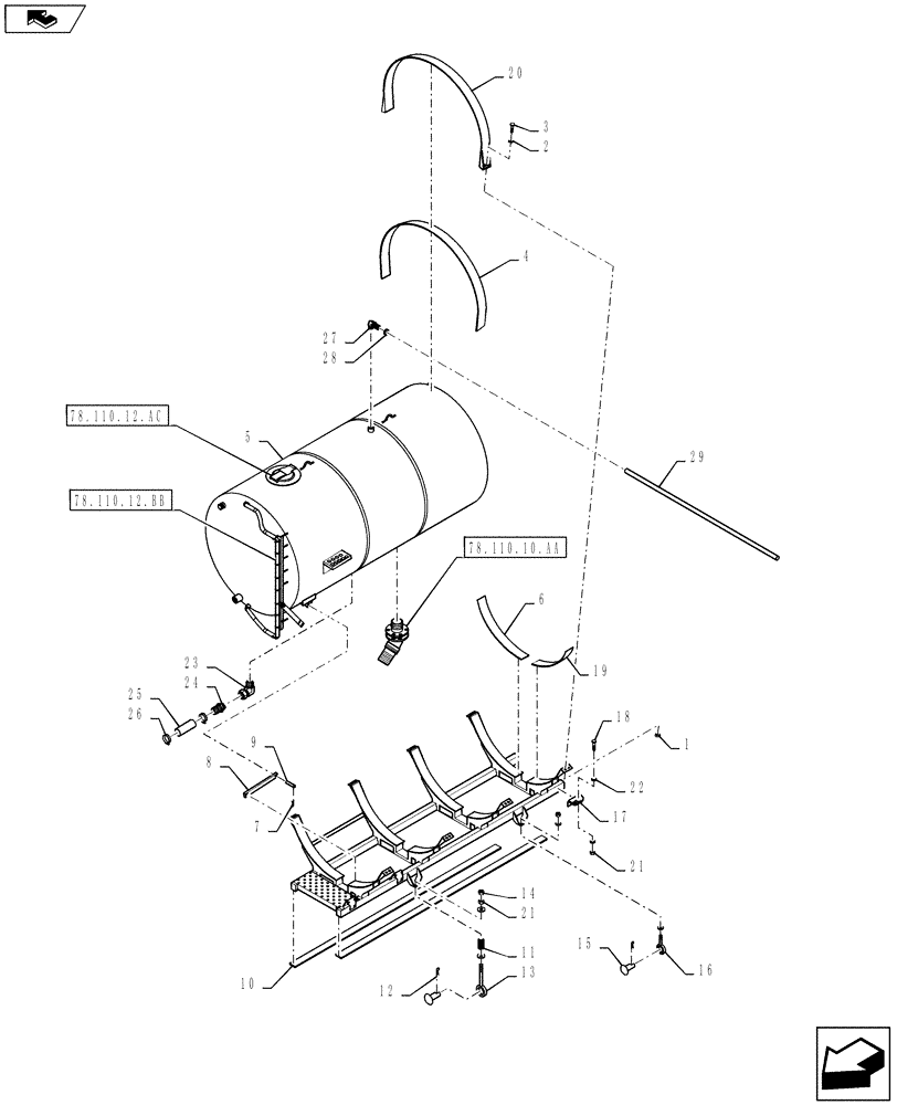 Схема запчастей Case IH 610 - (78.110.12.AB) - 2000 GALLON TANK (78) - SPRAYING