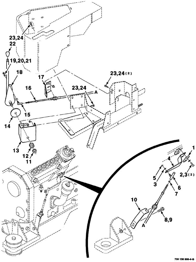 Схема запчастей Case IH 8880HP - (02-020) - THROTTLE, LINKAGE AND MOUNTING ASSEMBLY (10) - ENGINE