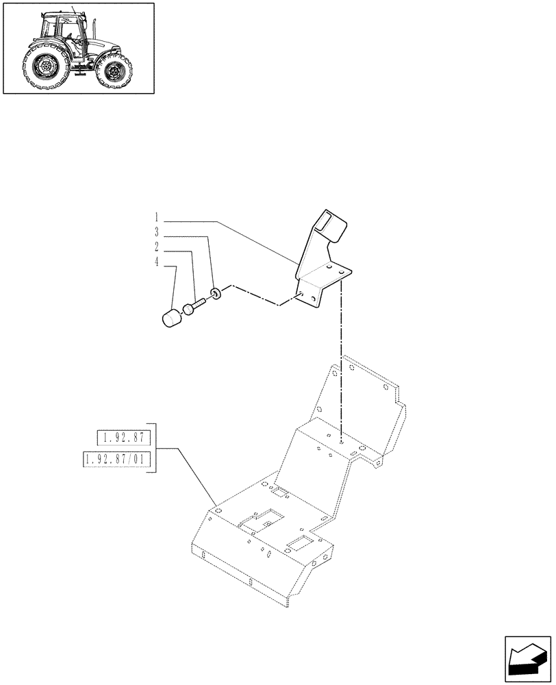 Схема запчастей Case IH JX70 - (1.89.4) - (VAR.895) TRAILER BRAKE LEVER SUPPORT (09) - IMPLEMENT LIFT