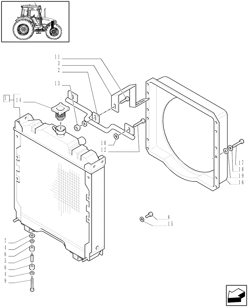 Схема запчастей Case IH JX90 - (1.17.0[03]) - RADIATOR - CAP AND BRACKET - C5834 (02) - ENGINE EQUIPMENT