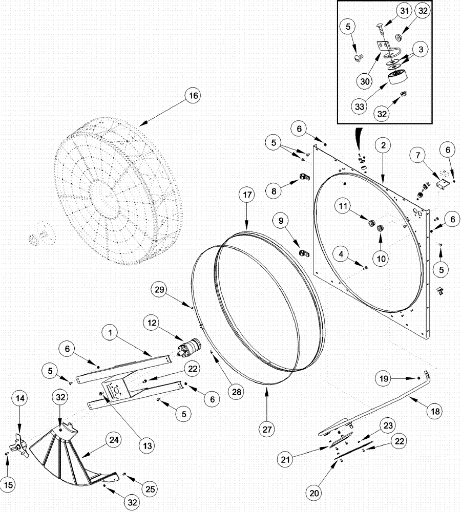 Схема запчастей Case IH 620 - (09C-25) - ROTARY AIR SCREEN MOUNTING AND BRUSHES (15) - HANDLING SYSTEM