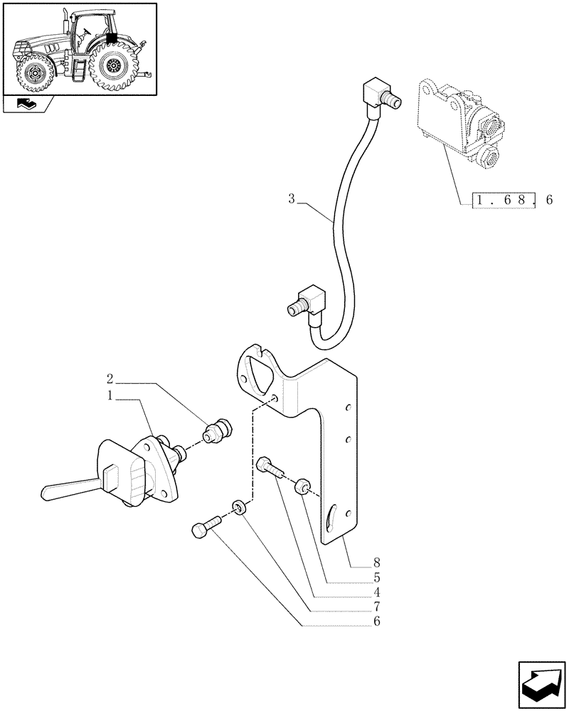 Схема запчастей Case IH MAXXUM 115 - (1.68.6[10]) - PNEUMATIC TRAILER BRAKE (ITALY) - QUICK HITCH AND PIPES (VAR.332737) (05) - REAR AXLE