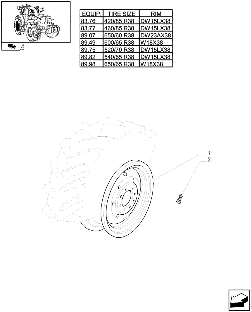 Схема запчастей Case IH MAXXUM 120 - (83.00[01]) - REAR WHEELS (11) - WHEELS/TRACKS