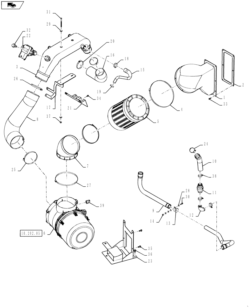 Схема запчастей Case IH 7120 - (10.254.09) - AIR INTAKE-ENGINE-7120 UPDATE W/ PRECLEANER (10) - ENGINE