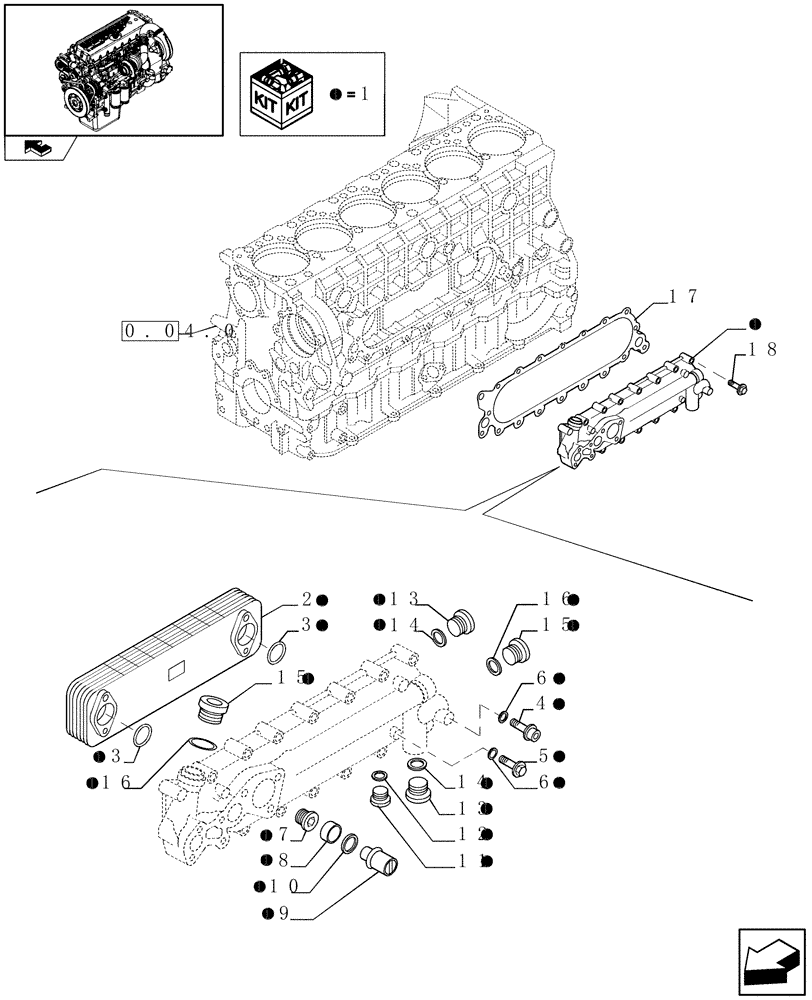 Схема запчастей Case IH F3CE0684C E002 - (0.31.0) - HEAT EXCHANGER (504123438) 