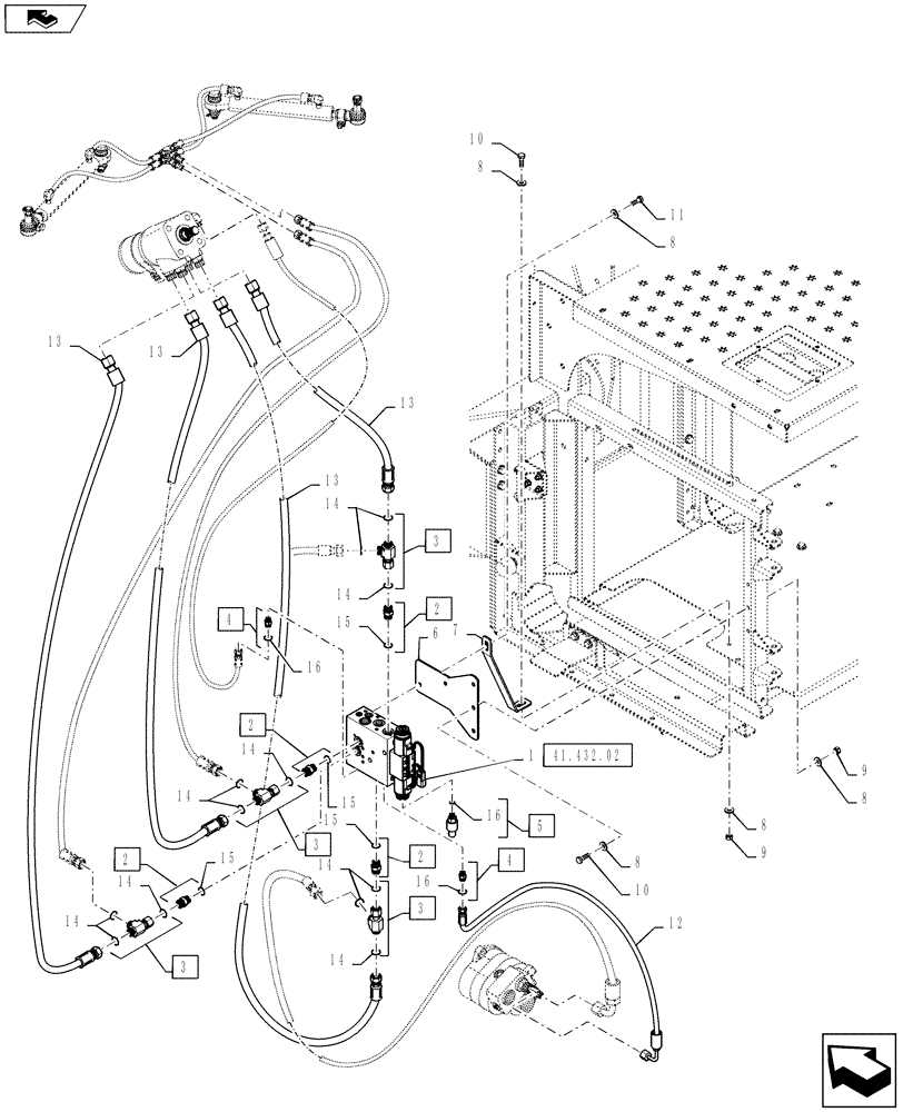 Схема запчастей Case IH TITAN 3030 - (41.432.01) - AUTOGUIDANCE HYDRAULICS (41) - STEERING