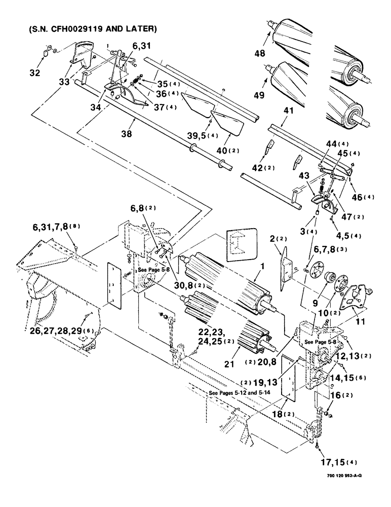 Схема запчастей Case IH 8830 - (5-06) - HAY CONDITIONER ASSEMBLY, SERIAL NUMBER CFH0029119 AND LATER (09) - CHASSIS