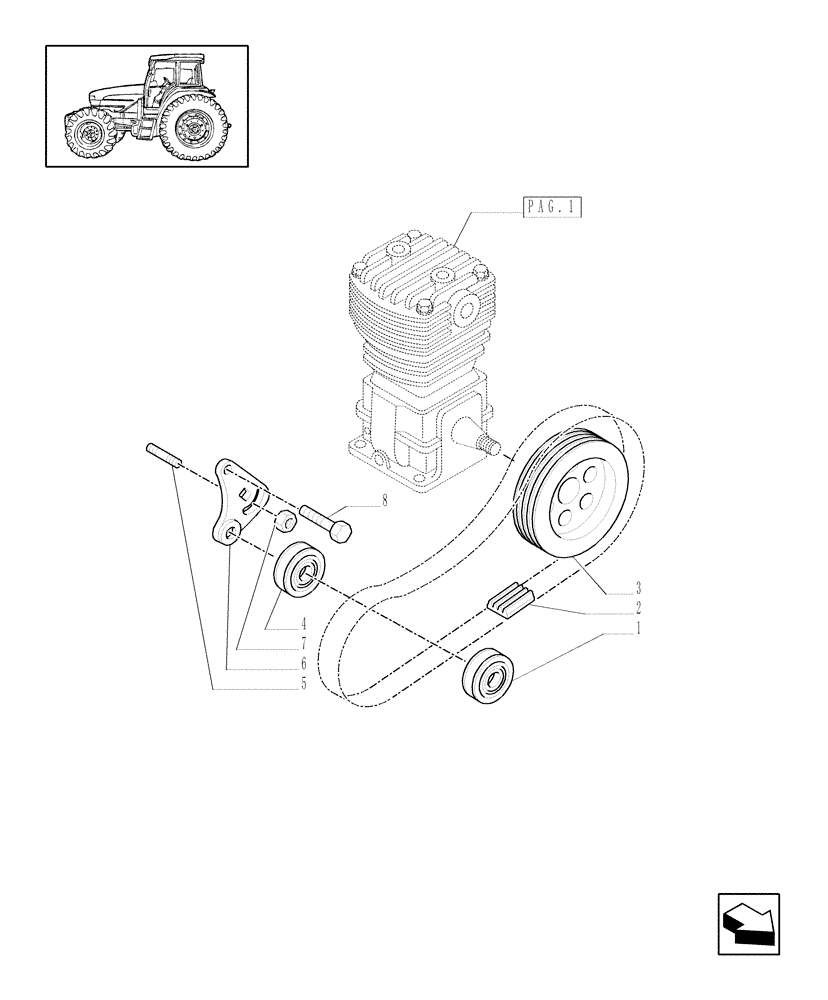 Схема запчастей Case IH MXU100 - (1.68.6[02]) - (VAR.178-380-380/1-385-385/1-385/2) TRAILER AIR BRAKE - PULLEYS AND BELT - C5287 (05) - REAR AXLE