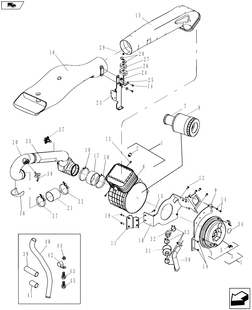 Схема запчастей Case IH MAGNUM 210 - (10.202.01) - ENGINE AIR CLEANER ASSEMBLY (10) - ENGINE