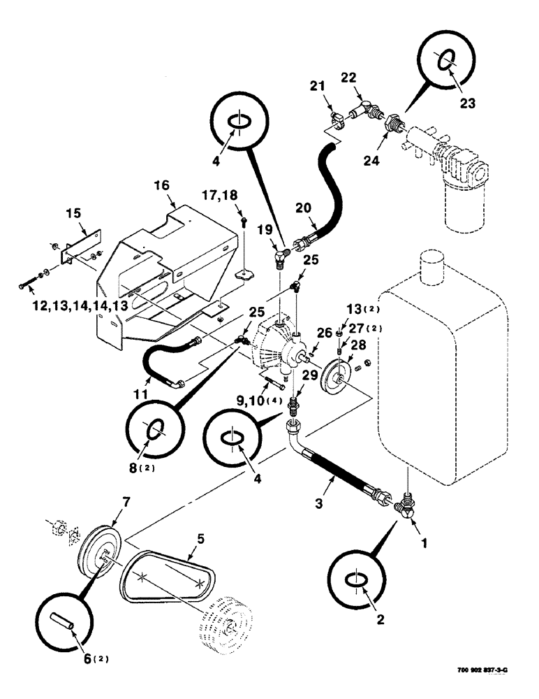 Схема запчастей Case IH 8840 - (9-076) - PUMP ASSEMBLY, REEL DRIVE (35) - HYDRAULIC SYSTEMS