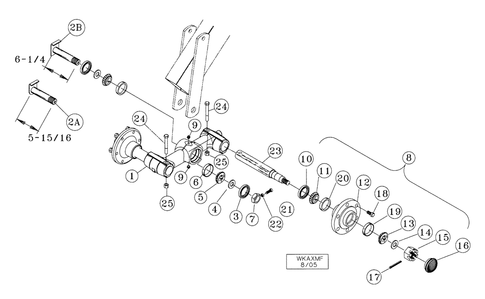 Схема запчастей Case IH TIGERMATE II - (44.100.03) - DOUBLE FOLD WALKING AXLE ASSEMBLY 38-1/2 THROUGH 46-1/2 (44) - WHEELS