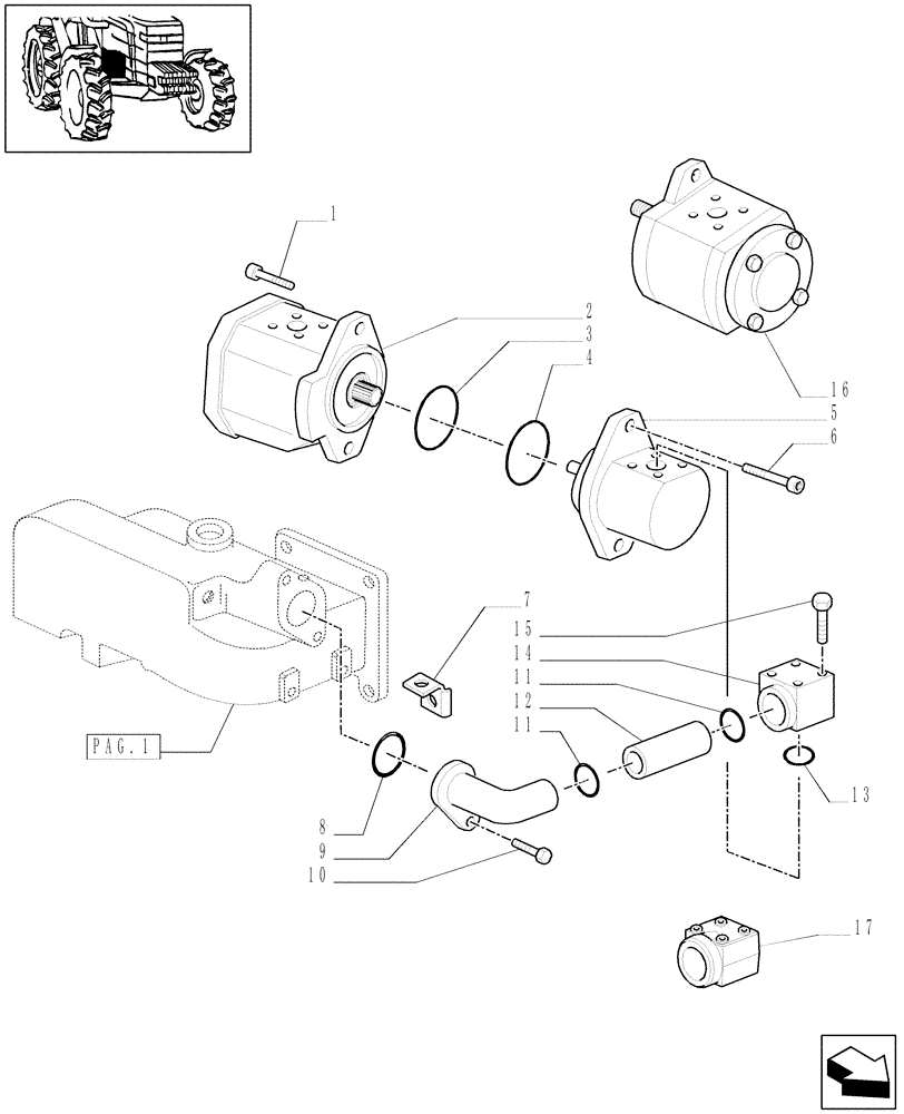 Схема запчастей Case IH MXU115 - (1.32.8[02]) - PUMPS FOR HYDRAULIC SYSTEM AND LIFT (03) - TRANSMISSION