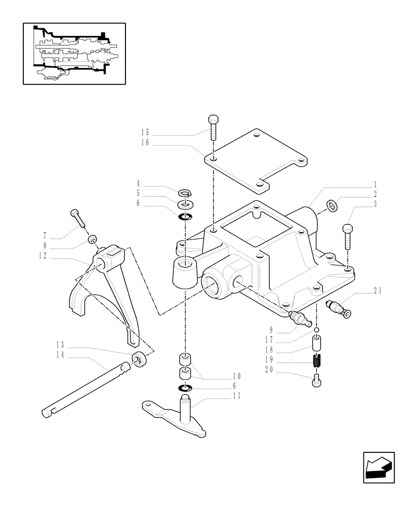 Схема запчастей Case IH MXU115 - (1.29.9/01) - (VAR.110-120-300-300/1) TRANSMISSION 12X12 - GEARBOX CLUTCH HOUSING COVER (03) - TRANSMISSION