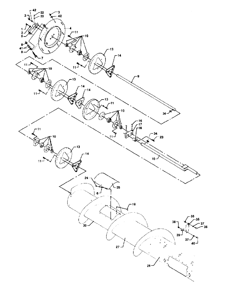 Схема запчастей Case IH 1030 - (1-03[01]) - FEEDER DRUM 1 (58) - ATTACHMENTS/HEADERS