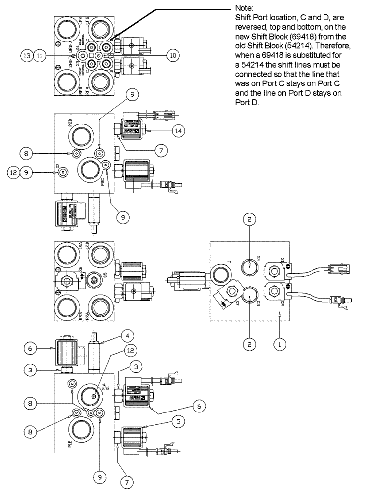 Схема запчастей Case IH PATRIOT XL - (06-014) - SHIFT BLOCK-REPLACEMENT PARTS S/N 1883 & UP (FACTORY INSTALLED ON PATRIOT S/N 1883 & UP.) Hydraulic Plumbing