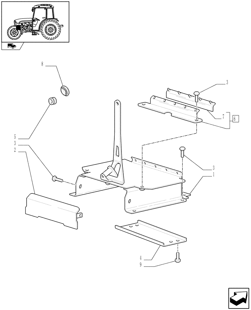 Схема запчастей Case IH FARMALL 85C - (1.74.1/01) - FRONT AXLE WITH EL.HYDR. DIFF. LOCK (40 KM/H) FOR FRONT HPL- BATTERY MOUNTING (VAR.332323-332329-335329) (06) - ELECTRICAL SYSTEMS