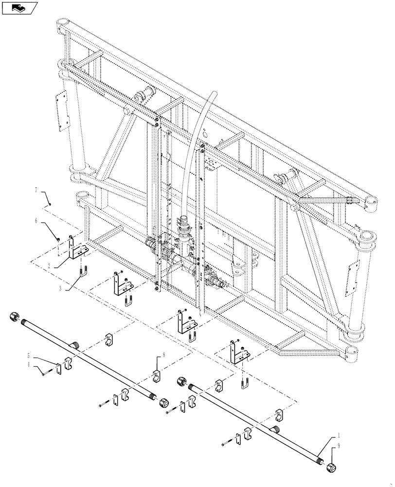 Схема запчастей Case IH 4420 - (09-061) - NOZZLE SPACING GROUP, 6 SECTION CENTER, 20" OFF Liquid Plumbing