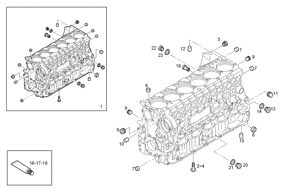 Схема запчастей Case IH F3CE0684E E004 - (0401.040) - CRANKCASE 