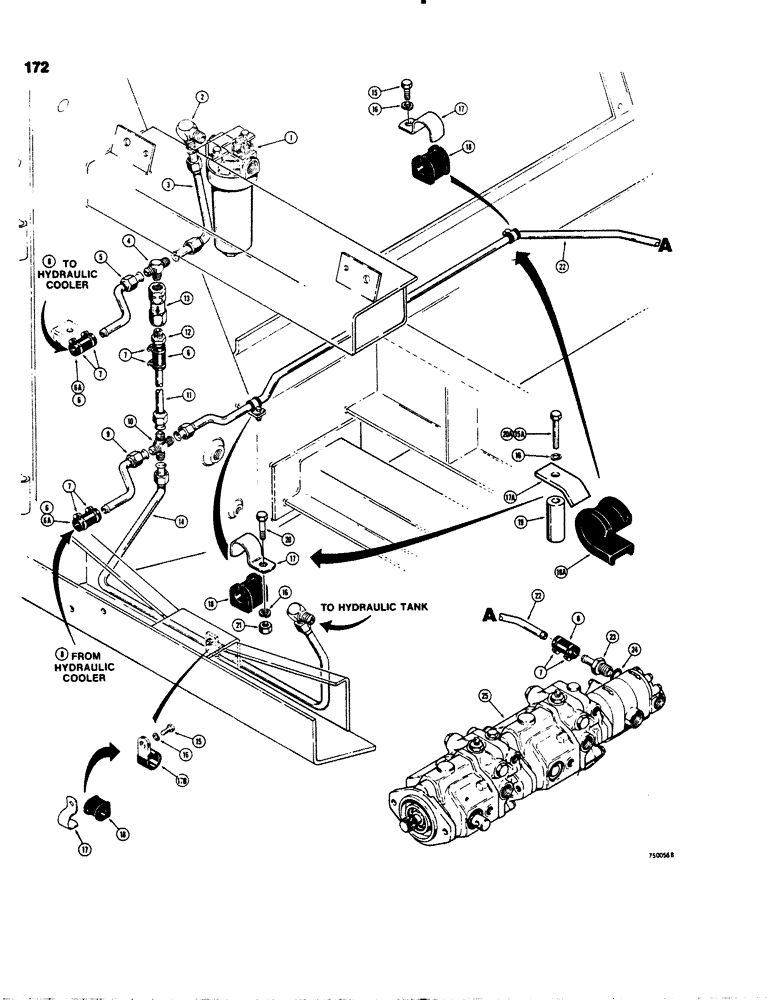 Схема запчастей Case IH 1845 - (172) - HYDRAULIC COOLING CIRCUIT (35) - HYDRAULIC SYSTEMS