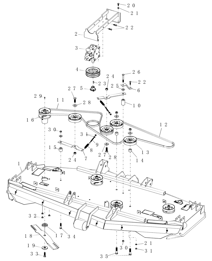 Схема запчастей Case IH 914A - (03) - DECK COMPONENTS, 84" - REAR DISCHARGE 