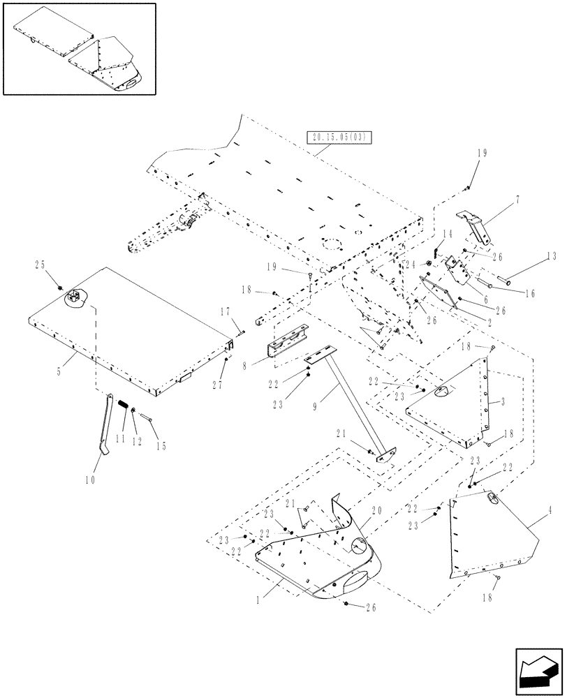 Схема запчастей Case IH RDX131 - (20.08.01[03]) - SHIELDING, LEFT SIDE (08) - SHEET METAL