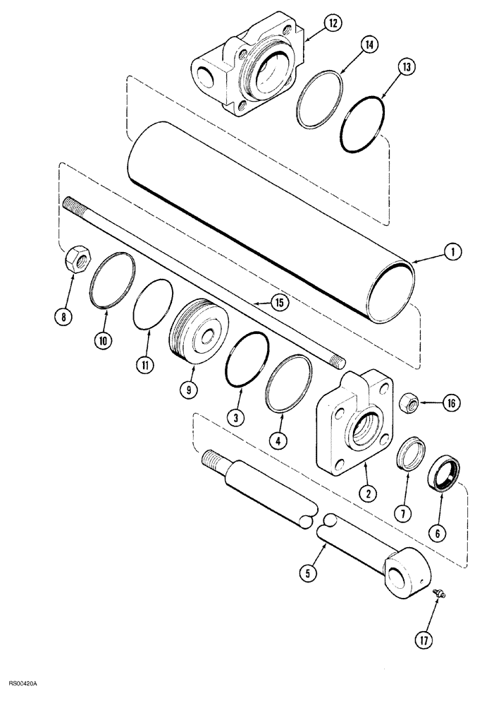 Схема запчастей Case IH 1830 - (08-006) - HYDRAULIC CYLINDER, 3-1/2 ID X 16 INCH STROKE No Description