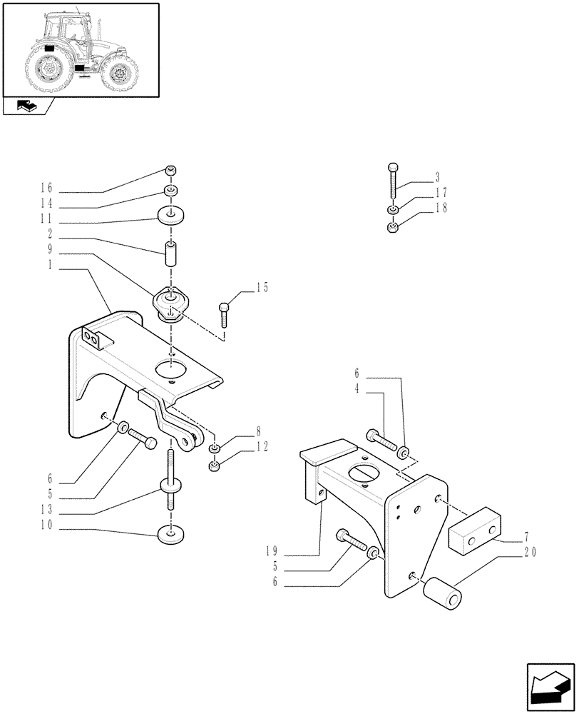 Схема запчастей Case IH FARMALL 90 - (1.87.0/03[01]) - POWER SHUTTLE E SERVO PTO FOR DIFF. LOCK - SUPPORT - W/CAB (VAR.330120-331120) (08) - SHEET METAL