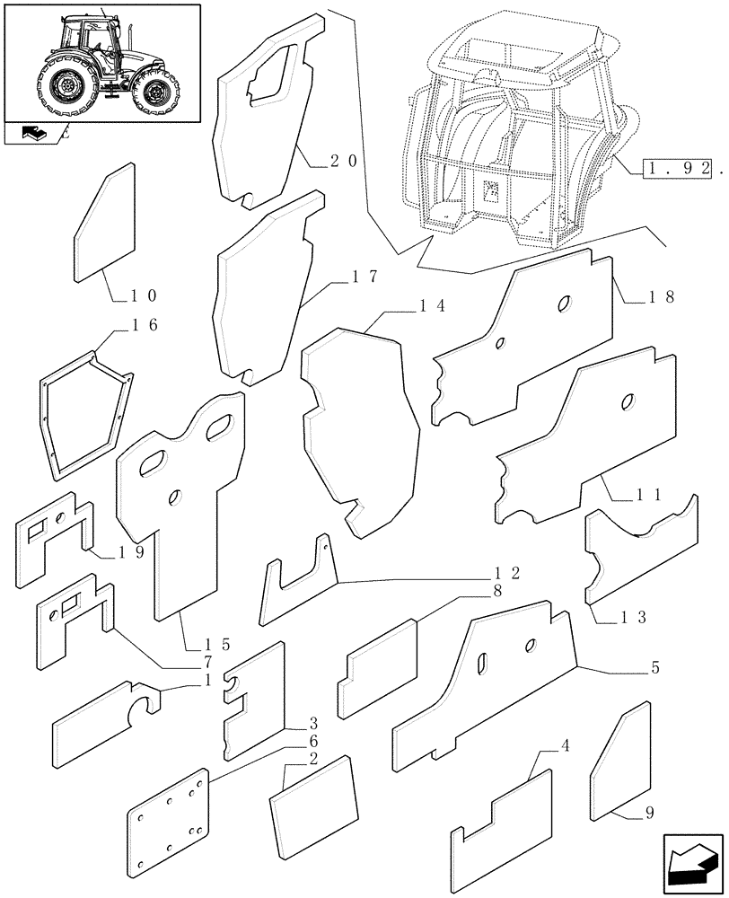 Схема запчастей Case IH FARMALL 90 - (1.93.1[01]) - INSULATORS - W/CAB (10) - OPERATORS PLATFORM/CAB