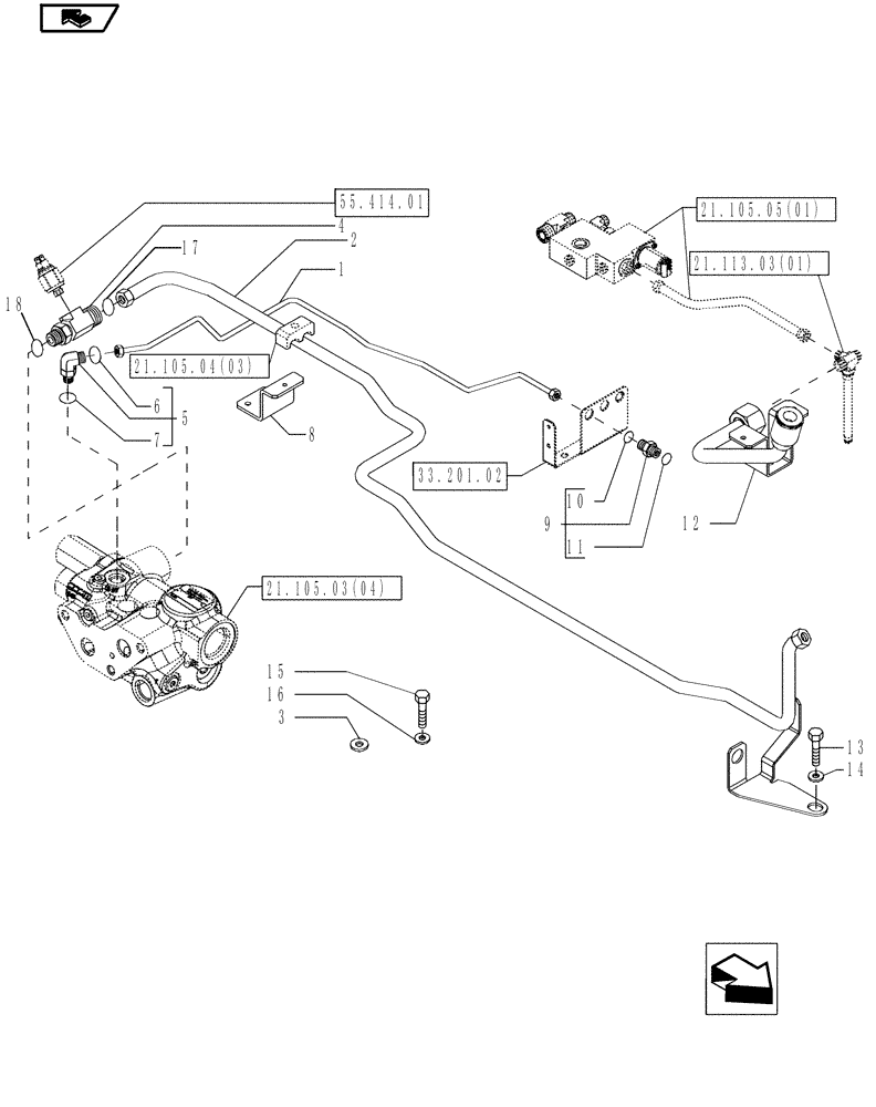 Схема запчастей Case IH MAGNUM 210 - (41.200.11) - POWER STEERING DELIVERY & RETURNS PIPES, , WITH CONTINUOUSLY VARIABLE TRANSMISSION (41) - STEERING