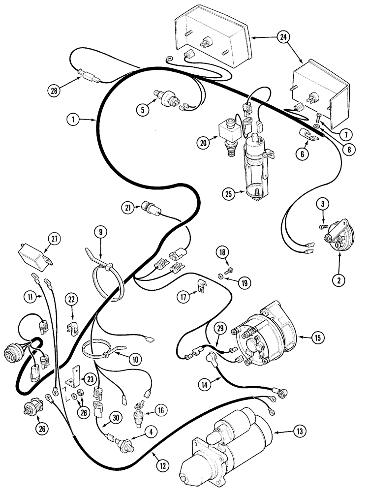 Схема запчастей Case IH 5240 - (4-008) - ELECTRICAL HARNESS, ENGINE AND CONNECTIONS, - JJF1029999 (04) - ELECTRICAL SYSTEMS