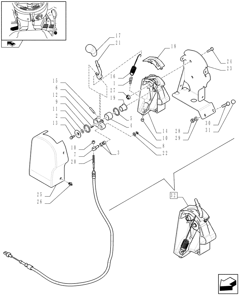 Схема запчастей Case IH FARMALL 90 - (1.92.26/02[02]) - POWER SHUTTLE E SERVO PTO FOR DIFF. LOCK - PTO CONTROLS - C6292 (VAR.330120-331120) (10) - OPERATORS PLATFORM/CAB