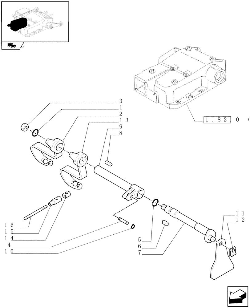 Схема запчастей Case IH FARMALL 60 - (1.82.5[04]) - LIFT CONTROLS - SHAFT (07) - HYDRAULIC SYSTEM