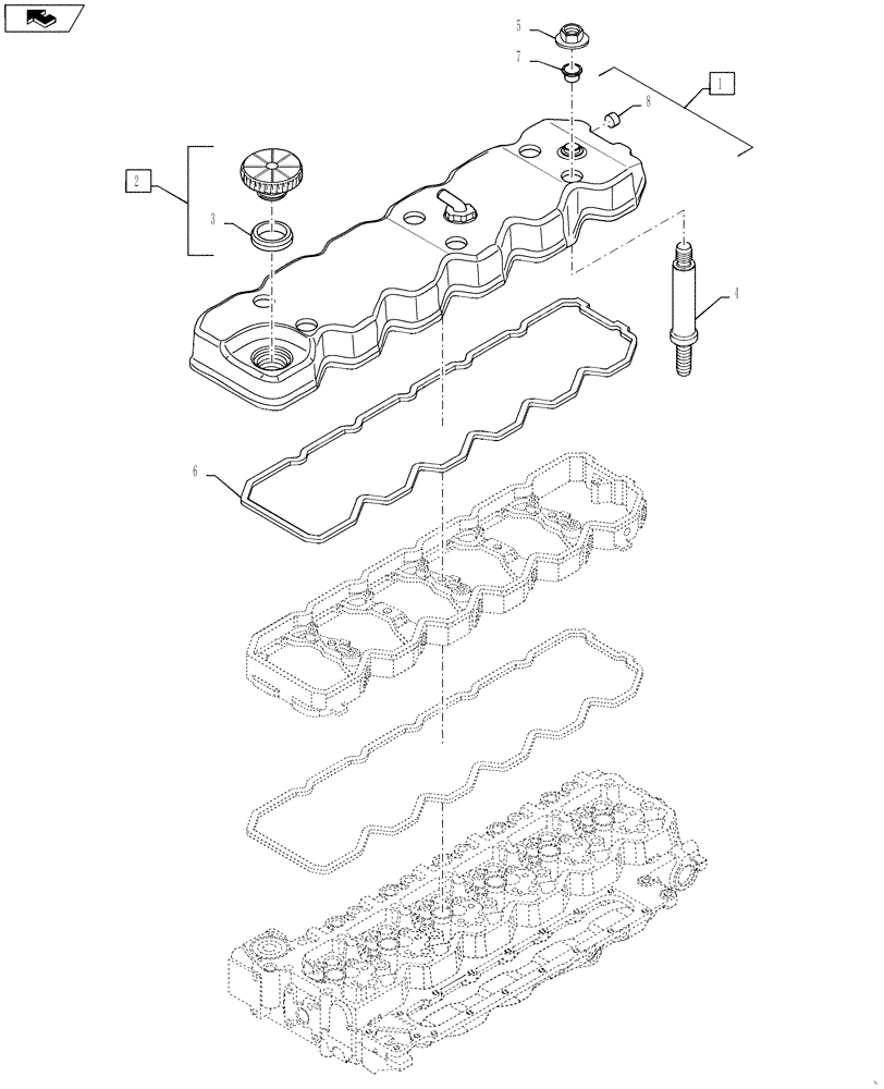 Схема запчастей Case IH 3230 - (10.101.02[01]) - ENGINE CYLINDER HEAD - COVERS (10) - ENGINE