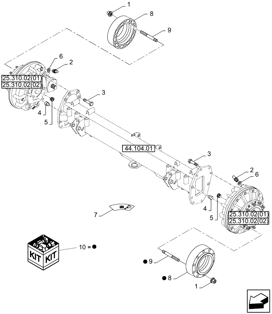 Схема запчастей Case IH 8120 - (25.310.05) - FINAL DRIVE, PLANETARY, MOUNTING HARDWARE (25) - FRONT AXLE SYSTEM