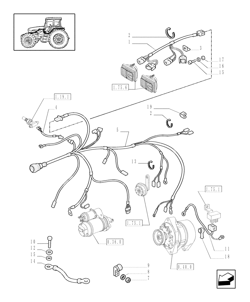 Схема запчастей Case IH JX80U - (1.75.4[01]) - VARIOUS ELECTRIC CABLES (06) - ELECTRICAL SYSTEMS