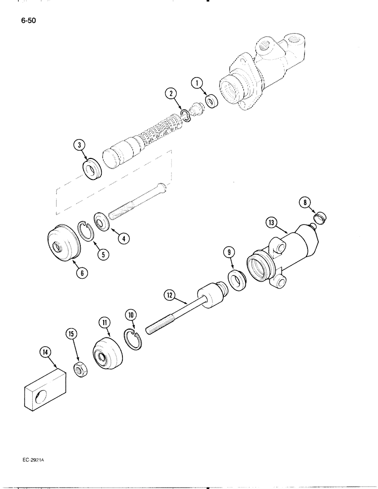 Схема запчастей Case IH 695 - (6-050) - CLUTCH HYDRAULIC CYLINDERS, TRACTOR WITH CAB, CLUTCH MASTER CYLINDER (06) - POWER TRAIN