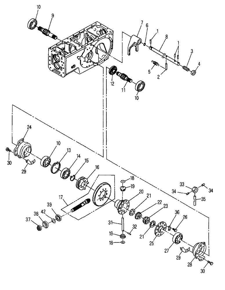 Схема запчастей Case IH DX40 - (05.01) - REAR AXLE DIFFERENTIAL & LOCK LINKAGE (05) - REAR AXLE