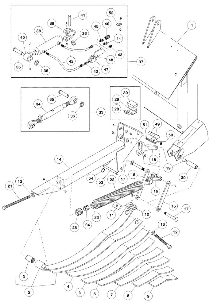 Схема запчастей Case IH 1052 - (09-44) - COMBINE ADAPTER FRAME AND FLOAT BSN CCC0012342 (09) - CHASSIS