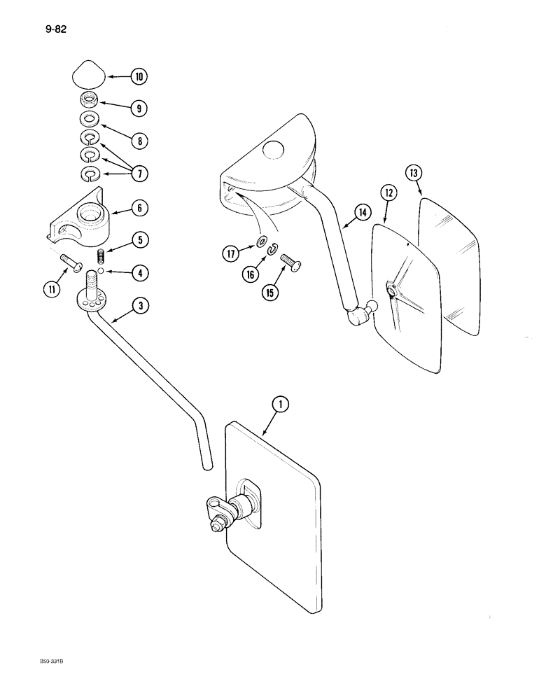 Схема запчастей Case IH 895 - (9-082) - CAB, WING MIRRORS (09) - CHASSIS/ATTACHMENTS