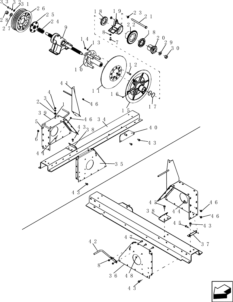 Схема запчастей Case IH 7130 - (66.260.26) - SEPARATOR JACKSHAFT WITH PULLEYS AND SUPPORT- BEATER OPTION (66) - THRESHING