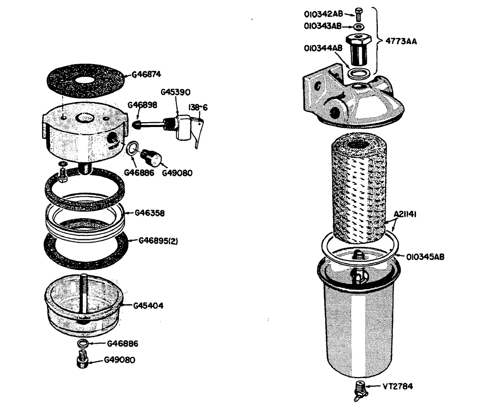 Схема запчастей Case IH 630 - (038) - PARTS FOR FUEL BOWL AND FIRST STAGE FILTER (03) - FUEL SYSTEM