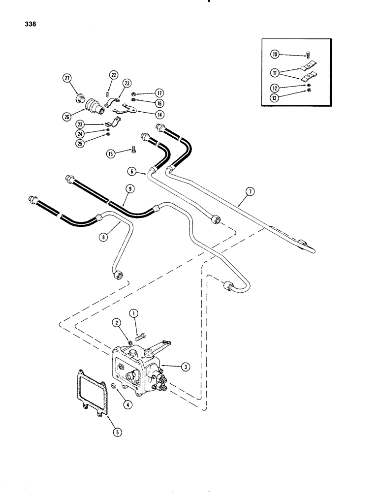 Схема запчастей Case IH 1270 - (338) - LEFT HAND REMOTE VALVE TUBES AND COUPLINGS, STANDARD COUPLINGS, USED PRIOR TO P.I.N. 8770001 (08) - HYDRAULICS