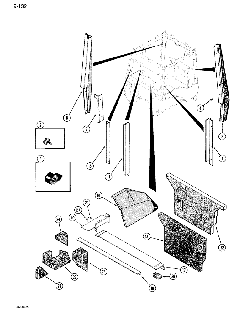 Схема запчастей Case IH 7120 - (9-132) - CAB, PANELS AND ACOUSTICAL COVERS (09) - CHASSIS/ATTACHMENTS