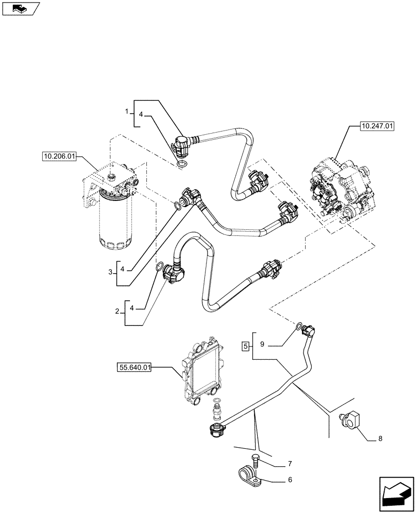 Схема запчастей Case IH F4HFE613T A004 - (10.218.01[03]) - FUEL LINES & RELATED PARTS (2855426 - 2855332) (10) - ENGINE