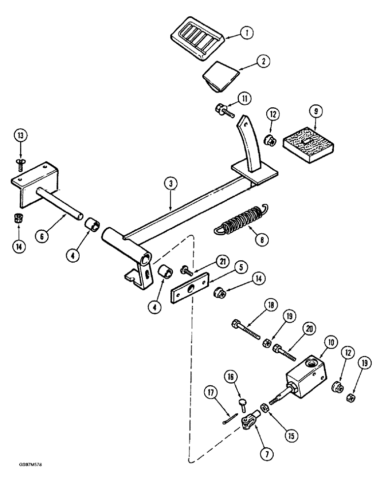 Схема запчастей Case IH 1660 - (6-14) - FOOT-N-INCH PEDAL (03) - POWER TRAIN