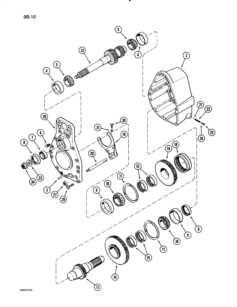 Схема запчастей Case IH 1670 - (9B-10) - ROTOR DRIVE GEAR HOUSING (14) - ROTOR, CONCANVES & SIEVE